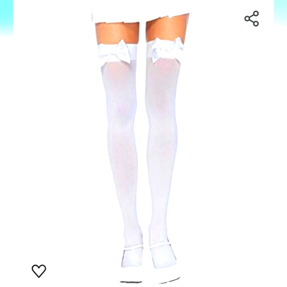 Leg Avenue knee high bow top stockings - Picture 1 of 3